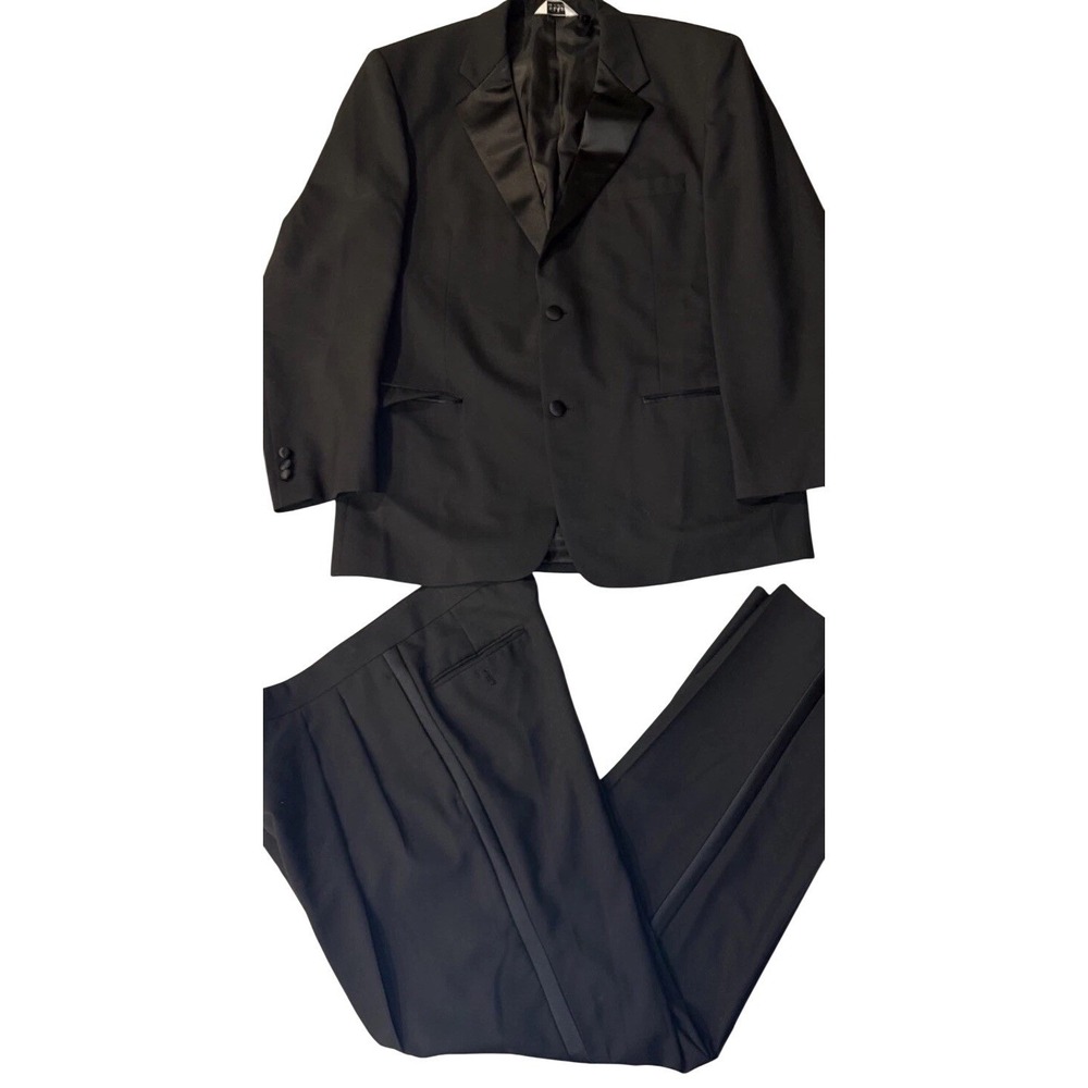 Gerald Austin 43‎ Black Wool Formal Mens Tux Tuxedo 2 Piece Pants Blazer